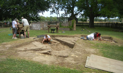 Excavations begin in the area between the smokehouse and the dairy.
