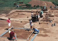 In 1991, archaeological excavations at the site of the brick chapel [18 ST1-103] discovered three lead coffins. A plan for conservation was established before the excavations began.
