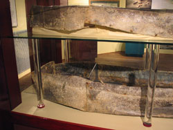 A special armature was built to support the largest of the lead coffins on display at St. Mary’s City. The coffin was made with a top and bottom which fitted together like a shoe box.