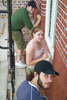  Aaron's assistants, Johnny, Katherine, and Will at work on pencilling the north wall.