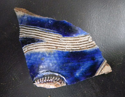 Rhenish blue and gray stoneware sherd.