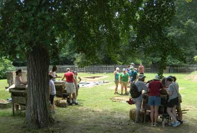 Visitors screening on Tidewater Archaeology Days.