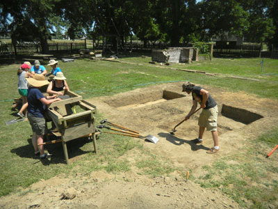 Beginning excavations in the Pope's Fort area.